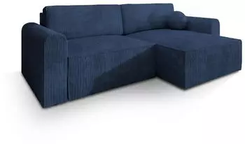 Masseno Fiano P Ecksofa L-Form Kordstoff Blau mit Schlaffunktion & Bettkasten (FIANO P POSO 05)