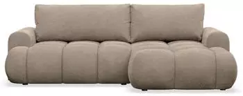 Selsey Ombo Mini Ecksofa mit Schlaffunktion & Bettkasten, Bouclé, dunkelbeige, L-Form rechts, 246x155cm