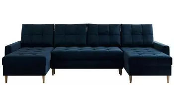 MKS Meble Colin U Ecksofa U-Form mit Schlaffunktion und Bettkasten, Dunkelblau (COLIN U)