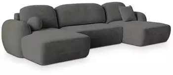 Masseno Savona K Ecksofa U-Form mit Schlaffunktion und Bettkasten, Grau (SAVONA K KRONOS 15)