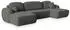 Masseno Savona K Ecksofa U-Form mit Schlaffunktion und Bettkasten, Grau (SAVONA K KRONOS 15)