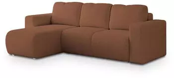 Masseno RINOVA Ecksofa L-Form Boucle-Stoff kupferfarben mit Schlaffunktion (RINOVA QUELLE 54)
