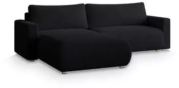 Masseno Turin N Ecksofa L-Form mit Schlaffunktion & Bettkasten, Schwarz, 265x183cm (TURIN N NOW OR NEVER 100)