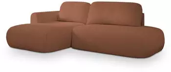 Masseno Nuvira L-S Ecksofa L-Form Boucle-Stoff kupferfarben mit Schlaffunktion 279x158cm (NUVIRA L-S QUELLE 54)