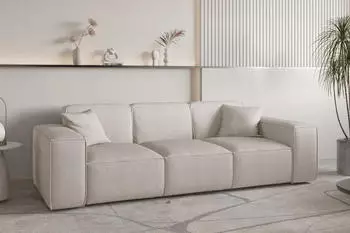 Fun M&ouml;bel Celes Premium 3-Sitzer Sofa Stoff Scala Hellbeige