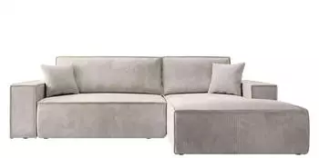 Selsey Farese New Ecksofa Cord Schlaffunktion Stauraum Creme rechts (267x167cm)