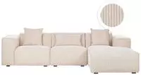 Beliani - Ecksofa Beige Cord L-f&ouml;rmig Linksseitig F&uuml;r 3 Personen...