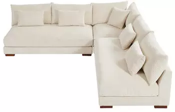 Kauf-Unique Sperone by Pascal Morabito Corduroy Reversible Corner Sofa Beige
