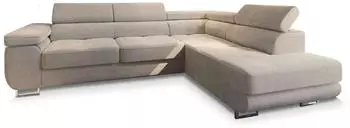 Masseno Apiro R-S Ecksofa L-Form mit Schlaffunktion & Bettkasten, Kordstoff, Beige, 276x202cm (Apiro R-S)