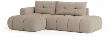 Masseno Fluma L-S Ecksofa L-Form Boucle-Stoff Beige Schlaffunktion 279x158cm (FLUMA L-S QUELLE 05)