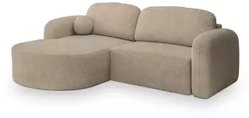 Masseno Amilia L-S Ecksofa L-Form mit Schlaffunktion & Bettkasten, Bouclé, Beige, 263x174cm (AMILIA L-S QUELLE 05)