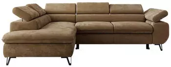 MKS Meble Pablo L Ecksofa Schlaffunktion Bettkasten Chenille Braun (PABLO L)
