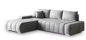 Masseno Alese L-S Ecksofa L-Form mit Schlaffunktion und Bettkasten, Hellgrau (MONOLITH 84)