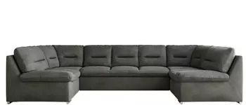 MKS Meble Comodo U Wohnlandschaft U-Form mit Schlaffunktion, 6-Sitzer, 340x93x206cm, Dunkelgrau Velvet