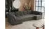 MKS Meble Comodo U Wohnlandschaft U-Form mit Schlaffunktion, 6-Sitzer, 340x93x206cm, Dunkelgrau Velvet