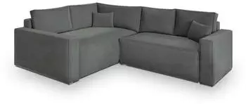 Masseno ERONIS L-S Ecksofa L-Form mit Schlaffunktion & Bettkasten, Velours, Grau (ERONIS L-S MONOLITH 85)
