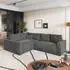 Masseno ERONIS L-S Ecksofa L-Form mit Schlaffunktion & Bettkasten, Velours, Grau (ERONIS L-S MONOLITH 85)
