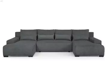 Beautysofa Ecksofa BENNY U-Form mit Schlaffunktion und Bettkasten, Dunkelgrau (Poso 34)