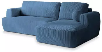 Masseno Senti P R-S Ecksofa L-Form mit Schlaffunktion & Bettkasten, Kordstoff, Blau (SENTI P R-S POSO 05)