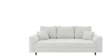 S-Style M&ouml;bel Lars 3-Sitzer-Sofa Boucl&eacute;-Stoff, Holzf&uuml;&szlig;e, wei&szlig;, 210x81x93cm