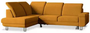 Masseno LERMA R-S Ecksofa L-Form mit Schlaffunktion & Bettkasten, Velours, Gelb (LERMA R-S MONOLITH 48)