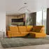 Masseno LERMA R-S Ecksofa L-Form mit Schlaffunktion & Bettkasten, Velours, Gelb (LERMA R-S MONOLITH 48)