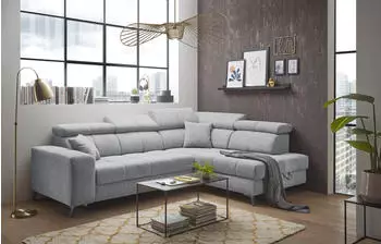 ED EXCITING DESIGN Sydney L-Form Ecksofa Hellgrau, Bettfunktion, 282x198cm (78622040)