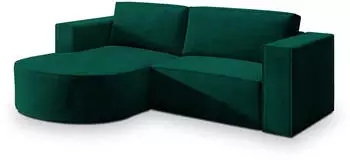 Masseno Sorela M L-S Ecksofa L-Form Velours Gr&uuml;n Schlaffunktion 263x174cm (SORELA M L-S MONOLITH 37)