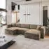Masseno SARMO M Ecksofa U-Form Velours Beige mit Schlaffunktion (SARMO M MONOLITH 09)