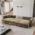 Masseno SARMO M Ecksofa U-Form Velours Beige mit Schlaffunktion (SARMO M MONOLITH 09)