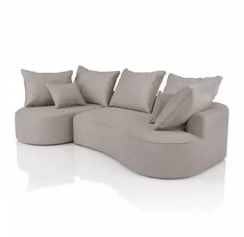 Juskys Tirano Ecksofa L-Form mit Ottomane, Samt, Beige, 4-Sitzer (Tirano)