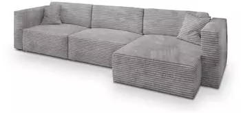 Masseno TOLMO Ecksofa L-Form mit Schlaffunktion & Bettkasten, Hellgrau (TOLMO TILIA 86)