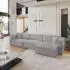 Masseno TOLMO Ecksofa L-Form mit Schlaffunktion & Bettkasten, Hellgrau (TOLMO TILIA 86)