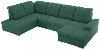 MKS Meble Madrito U Ecksofa U-Form mit Schlaffunktion und Bettkasten, Gr&uuml;n, 6-Sitzer, 204x89x323cm