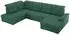 MKS Meble Madrito U Ecksofa U-Form mit Schlaffunktion und Bettkasten, Grün, 6-Sitzer, 204x89x323cm