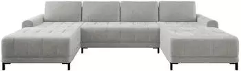 Mirjan24 Wohnlandschaft Aris XL U-Form Schlaffunktion Bettkasten, Hellgrau, Textil (337x92x168cm)