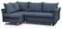 Beautysofa Neron Eckschlafsofa L-Form mit 2 Bettkästen, Dunkelblau, Buchenholzfüße (233x148cm)