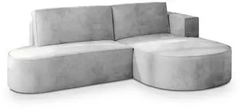 Masseno CORTIO M R-S Ecksofa L-Form mit Schlaffunktion & Bettkasten, Hellgrau (CORTIO M R-S MONOLITH 84)
