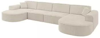 ALTDECOR MARI-U2 Wohnlandschaft U-Form 6-Sitzer Cord Beige 388x171x79cm