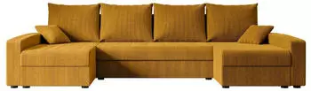 ALTDECOR Alesia-U Wohnlandschaft U-Form mit Schlaffunktion und Bettkasten, Cord, Senfgelb, 301x140x90cm