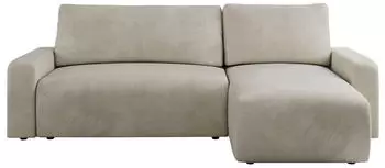 MKS Meble ARGOS Ecksofa mit Schlaffunktion und Bettkasten, Velvet, Beige