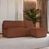 Masseno BRISO T Ecksofa L-Form mit Schlaffunktion & Bettkasten, Kordstoff, Braun (BRISO T TILIA 52)
