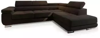 Masseno Selva R-S Ecksofa L-Form mit Schlaffunktion & Bettkasten, Velours, Braun, 275x202cm (SELVA R-S)