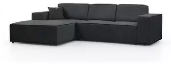 Beautysofa Pedro L Ecksofa L-Form links, Dunkelgrau, 267x170cm (Velo 636)