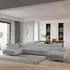 Masseno Montiva Wohnlandschaft U-Form Bouclé hellgrau mit Schlaffunktion 410x89x190cm (MONTIVA L-S QUELLE 83)