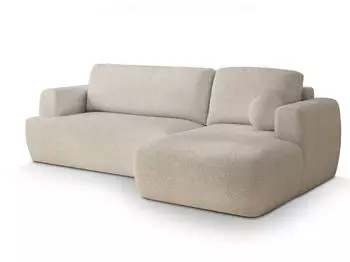 Masseno Senti N R-S Ecksofa L-Form mit Schlaffunktion & Bettkasten, Boucl&eacute;, Creme, 246x148cm (SENTI N R-S NOW OR NEVER 02)