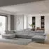 Masseno Montiva Wohnlandschaft U-Form Schlaffunktion Hellgrau Velours (MONTIVA L-S MONOLITH 84)
