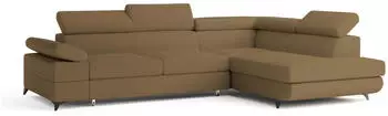 Masseno Favien R-S Ecksofa L-Form Boucl&eacute;-Stoff Orange mit Schlaffunktion und Bettkasten (FAVIEN R-S QUELLE 17)