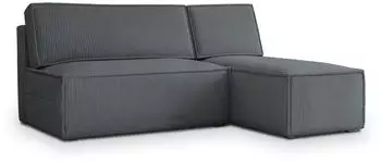 Masseno BRISO P Ecksofa L-Form mit Schlaffunktion & Bettkasten, Grau, Kordstoff, 200x140cm (BRISO P POSO 60)