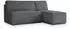 Masseno BRISO P Ecksofa L-Form mit Schlaffunktion & Bettkasten, Grau, Kordstoff, 200x140cm (BRISO P POSO 60)